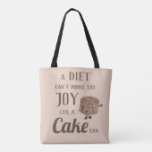 Diet Joy of Chocolate Cake Funny Slogan Witty Draagtas (Achterkant)