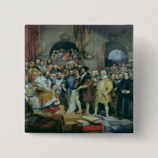 Diet van Spires, 19 april 1529 Vierkante Button 5,1 Cm (Voorkant)