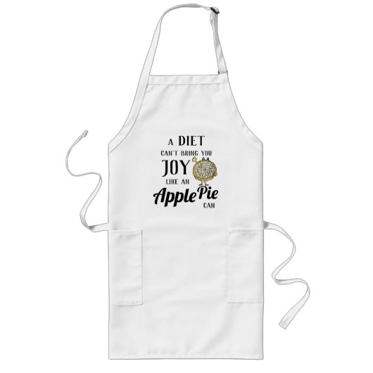 Diet Vs Apple Pie Funny Baking Foodie Pun Lang Schort (Voorkant)