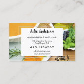 Diététiste nutritionniste Carte de visite de l'ent (Dos)