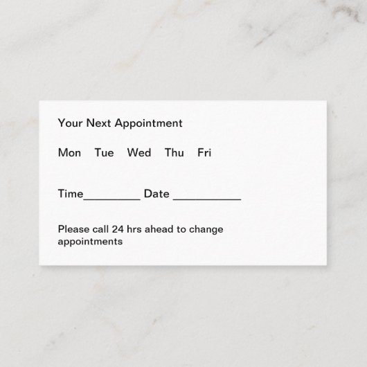 Diëtist Afspraak Visitekaartje Ontwerp (Achterkant)