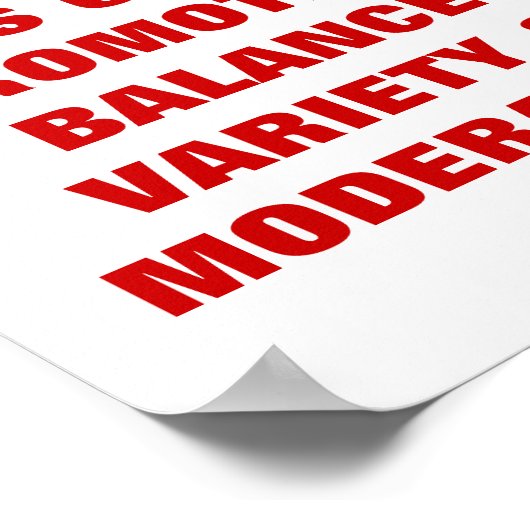 Dietitian is uit ...Evenwicht tussen variëteit en  Poster (Hoek)