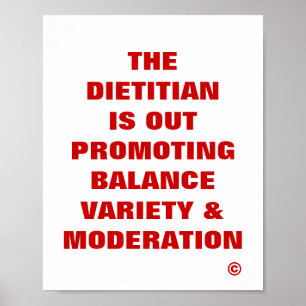 Dietitian is uit ...Evenwicht tussen variëteit en Poster