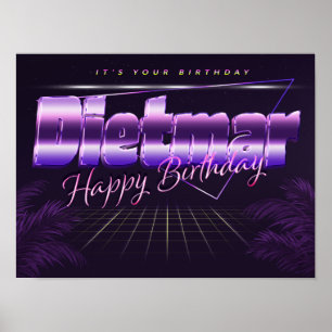 Dietmar Naam Vorname lila retro Poster Geburtstag