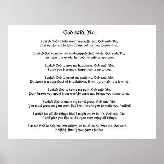 Dieu a dit non : Poster (Devant)