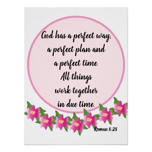 Dieu a une manière parfaite Roman 8:28 Poster (Devant)