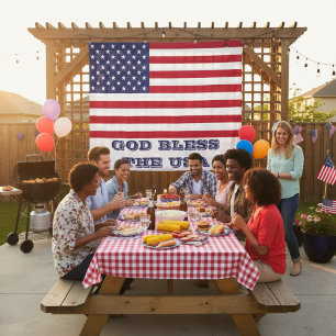 Dieu Béni Les Etats-Unis Drapeau Tapisserie