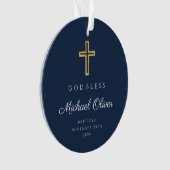 Dieu Béni Marine Bleu Religieux Garçon Baptême Pho (devant)