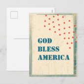 Dieu bénisse l'amérique, carte de voeux rétro de l (Devant / Derrière)