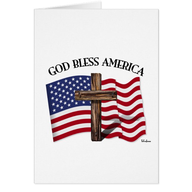 DIEU BLESS AMERICA avec croix robuste et drapeau U (Devant)