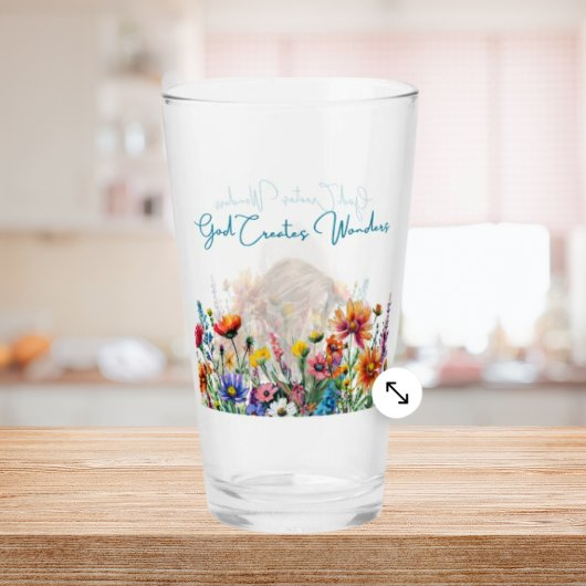 Dieu crée des merveilles - 16 oz verre de foi flor