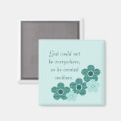Dieu Créé Mères Motif Aimant Fleur, Turquoise (Recto/Verso)