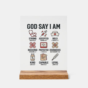 Dieu dit que je suis infirmière Foi Design de grav