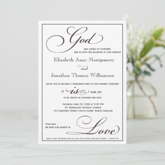Dieu est Amour Christian Script Faire-part de mari (Debout devant)