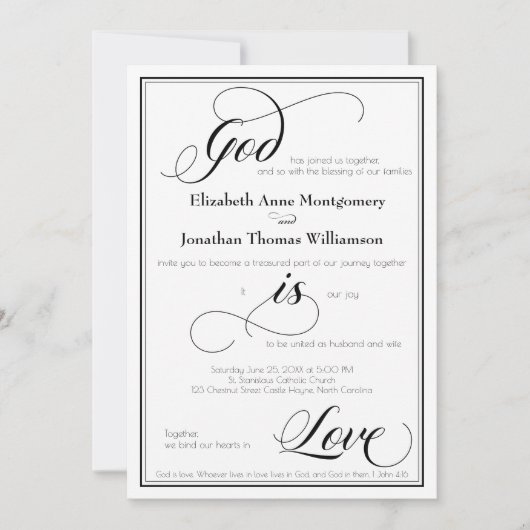 Dieu est amour Faire-part de mariage de script gra (Devant)