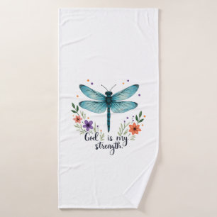 Dieu est ma force Floral Libellule T-Shirt Chrétie