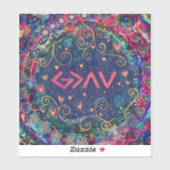 Dieu est plus amusant Boho jolie Sticker Inspirivi (Feuille)