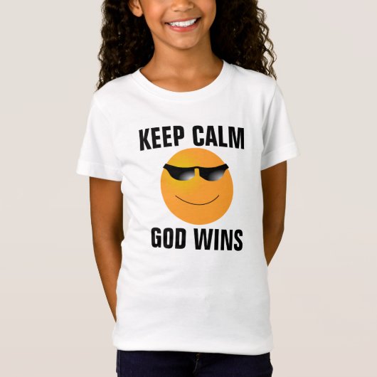 DIEU GAGNE, T-shirts chrétiens pour enfants (Devant)