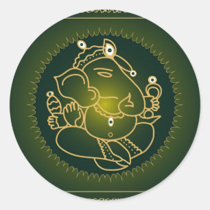 Dieu Ganesha sur le vert - autocollant
