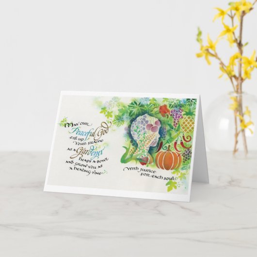 Dieu/Gardener paisible, Carte de voeux pliée, 5"x7 (Fleur jaune)