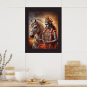 Dieu hindou avec le cheval - Poster (Cuisine)