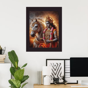 Dieu hindou avec le cheval - Poster