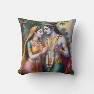 Dieu hindou et déesse Radha et Krishna oreiller