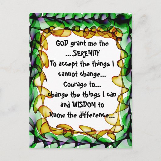 DIEU m'accorde la SÉRÉNITÉ sur une carte postale c (Devant)