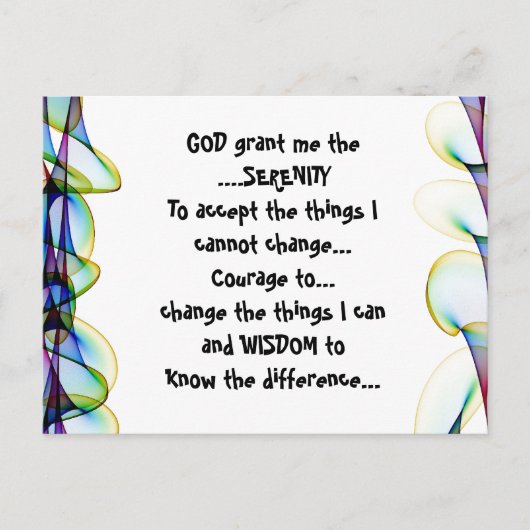 DIEU m'accorde la SÉRÉNITÉ sur une carte postale c (Devant)