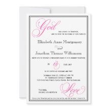 Dieu rose est amour Mariage chrétien Invitations