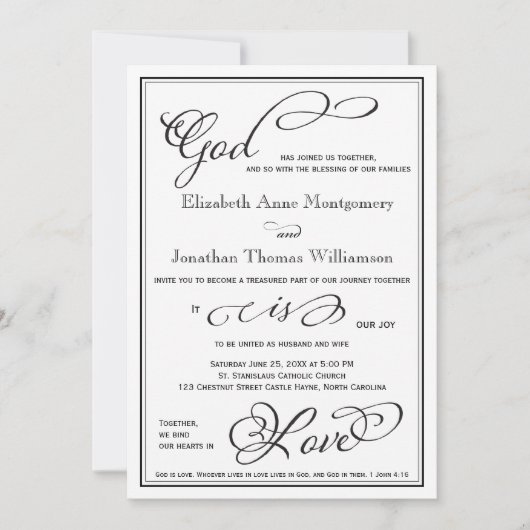 Dieu simple est amour Faire-part de mariage chréti (Devant)