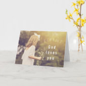 Dieu vous aime, carte pliée selon la coutume chrét (Fleur jaune)