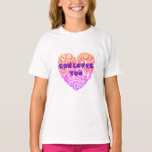 Dieu vous aime T-shirt coeur pour les filles (Devant)