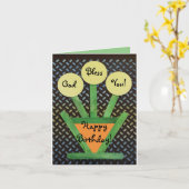 Dieu Vous Bénit Carte Artisanale Fleurs D'Annivers (Fleur jaune)
