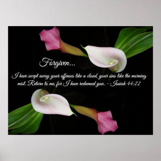 Dieux Aimer Pardonné Calla Lily Fleurs Poster (Devant)