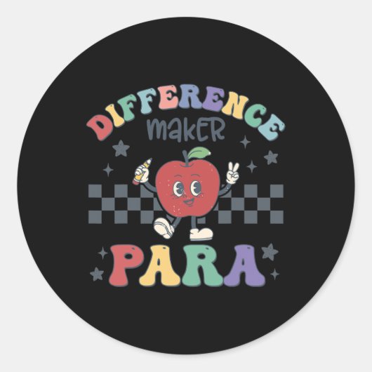 Difference Maker Para Teacher ParaProfessional Par Ronde Sticker (Voorkant)