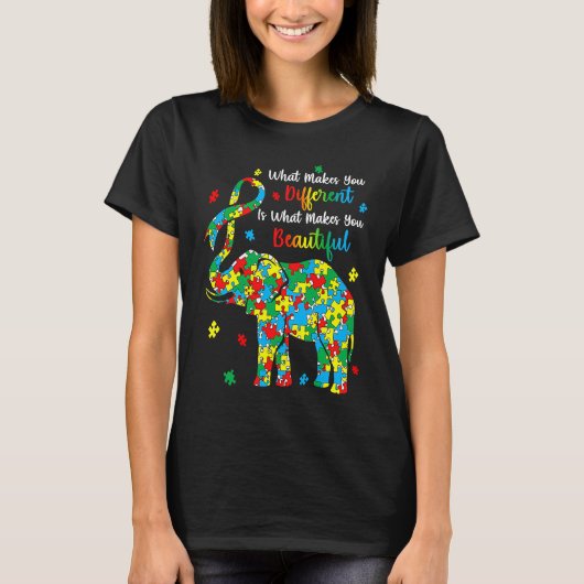 Different Beautiful Autism Awareness Puzzle Piece  T-shirt (Voorkant)
