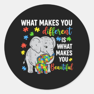 Different is Beautiful Elephant Autism Awareness Ronde Sticker