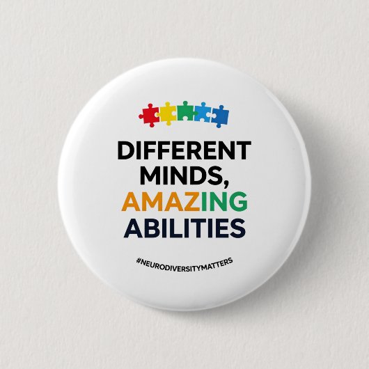 Different Minds Amazing Abilities Awareness Art Ronde Button 5,7 Cm (Voorkant)