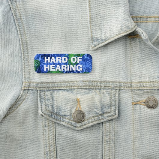 Difficile à entendre Badge Feuille Tropical Bleu (En situation)