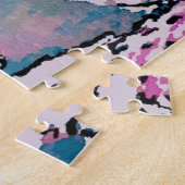 Difficile Abstrait Pink and Green Cactus Puzzle (Côté)