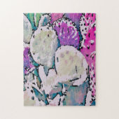 Difficile Abstrait Pink and Green Cactus Puzzle (Vertical)