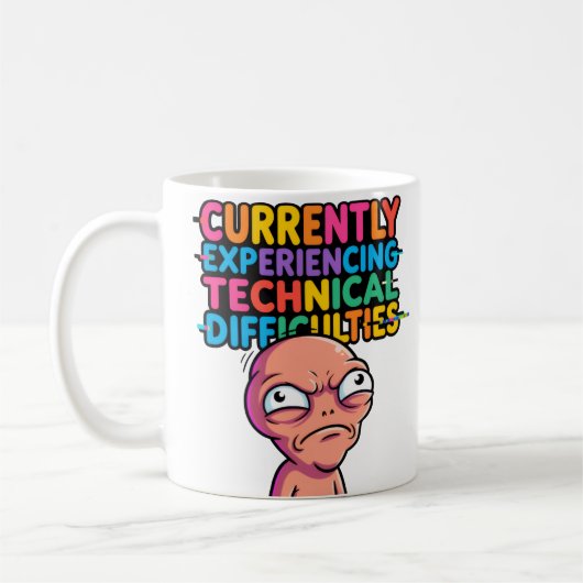 Difficultés Techniques Mug Drôle —Tasse Humour Bug (Gauche)