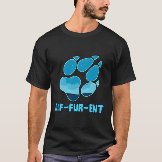 Diffurent Paw Print Furry Fursona T-shirt (Voorkant)