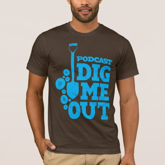 Dig Me Out Stacked Blue Logo sur T-shirt Brown (Devant)