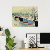 Digby, Nova Scotia, Vissende boten, Waterverf Poster (Thuiskantoor)