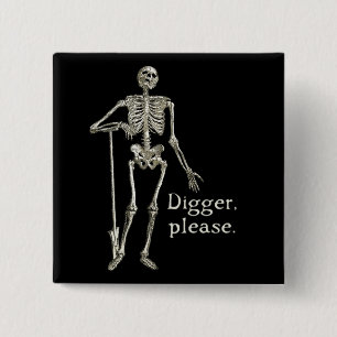 Digger, alstublieft vierkante button 5,1 cm