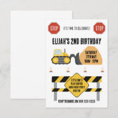 Digger Birthday Invitation Kaart (Voorkant / Achterkant)
