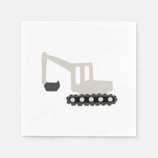 Digger Construction Birthday Party Minimal Napkin Servet (Voorkant)