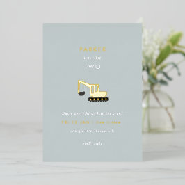 Digger Construction Party Folie Birthday Invite Folie Uitnodiging